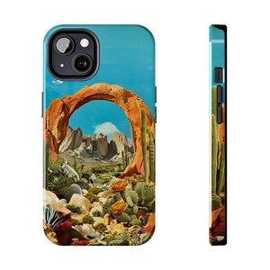 Vintage Collage iPhone Case - Desert Retro Landscape Phone Cover for iPhone 15 Pro Max, 14 Plus, 13, 12, 11