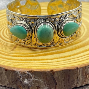 Turquoise natural gemstone 925 solid sterling Adjustable Bracelet handmade bangle Filigree Bangle , Turquoise Boho Bracelet