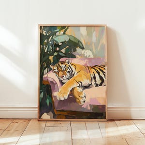 Majestic Tiger Poster Art Print - Stile dipinto a olio con Monet Garden Impressionism - Serene Home Decor - Sleep Rest - Diverse dimensioni