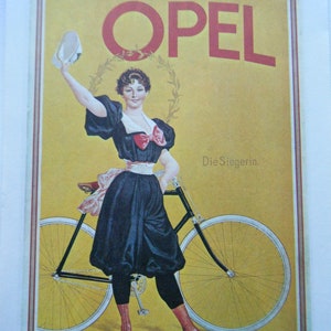 Vintage Bicycle Poster Print OPEL Poster Size 1970s Book Plate