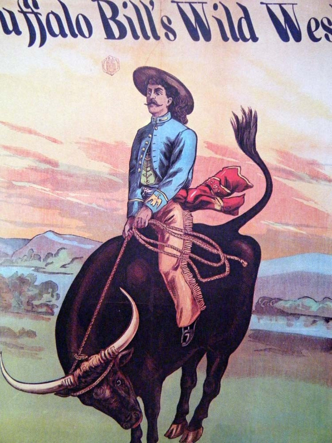 Vintage Buffalo Bills Wild West Rough Riders Circus Poster Bucking ...