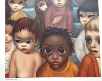 Children Margaret Keane Big Eye Girl Lithograph Print 1963 Close Up of Childen From Tomorrow Forever