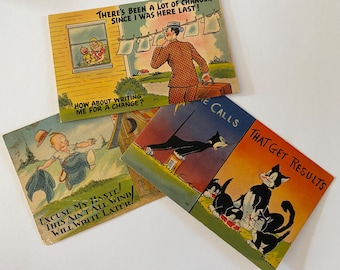 Vintage Risque Humor Novelty Comic Cartoon Art Postcards Post Cards