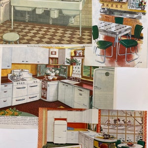 Vintage KITCHEN Illustrations Home Furnishings Magazine Cuts Fun and Colorful Illustrations Ephemera Lot