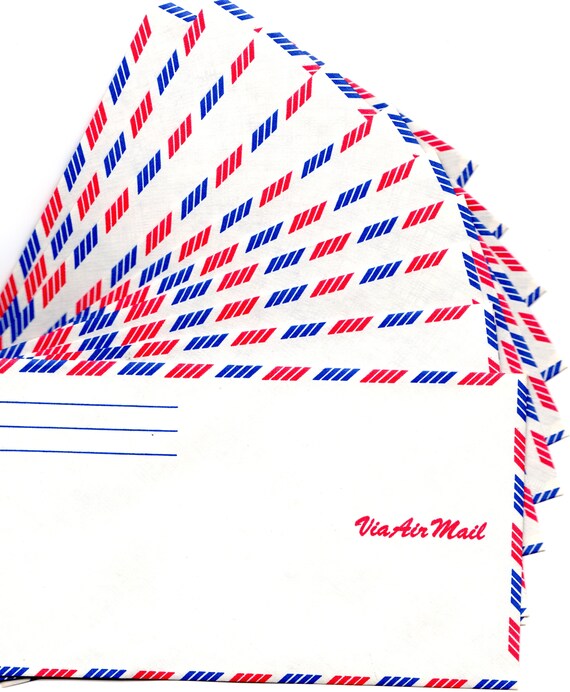 A Deep Dive on Air Mail Envelope Design - by Paul Lukas Vintage Air Mail Envelopes Red White Blue Stripe display picture 1