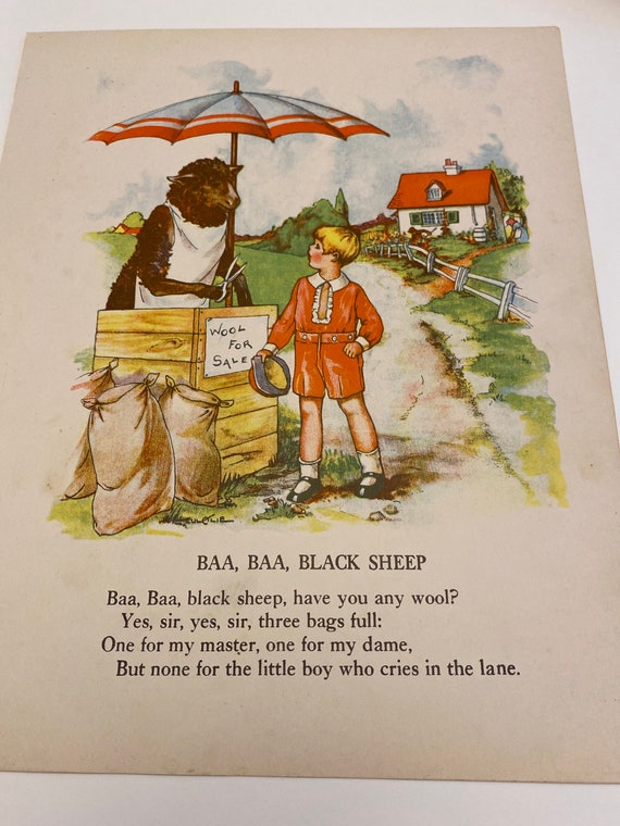 Baa Baa Black Sheep A Eulalie Vintage Print 1930s Childrens - Etsy Singapore