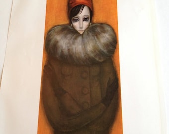 Keane Bug Eye - Chairman of the Ticket Committee - Big Eye Girl Lithograph Print - Margaret Keane 1963