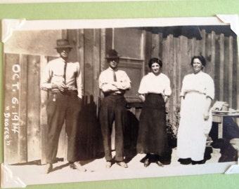 Greeting Card Vintage Photo of Two Couples October 1914 Greeting Card and Envelope Blank