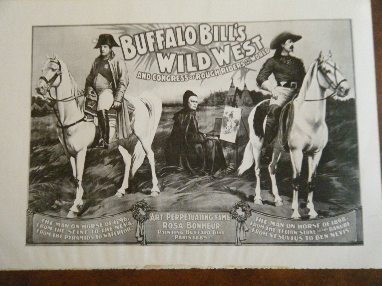 Vintage Circus Poster Annie Oakley Buffalo Bills Wild West Black and ...
