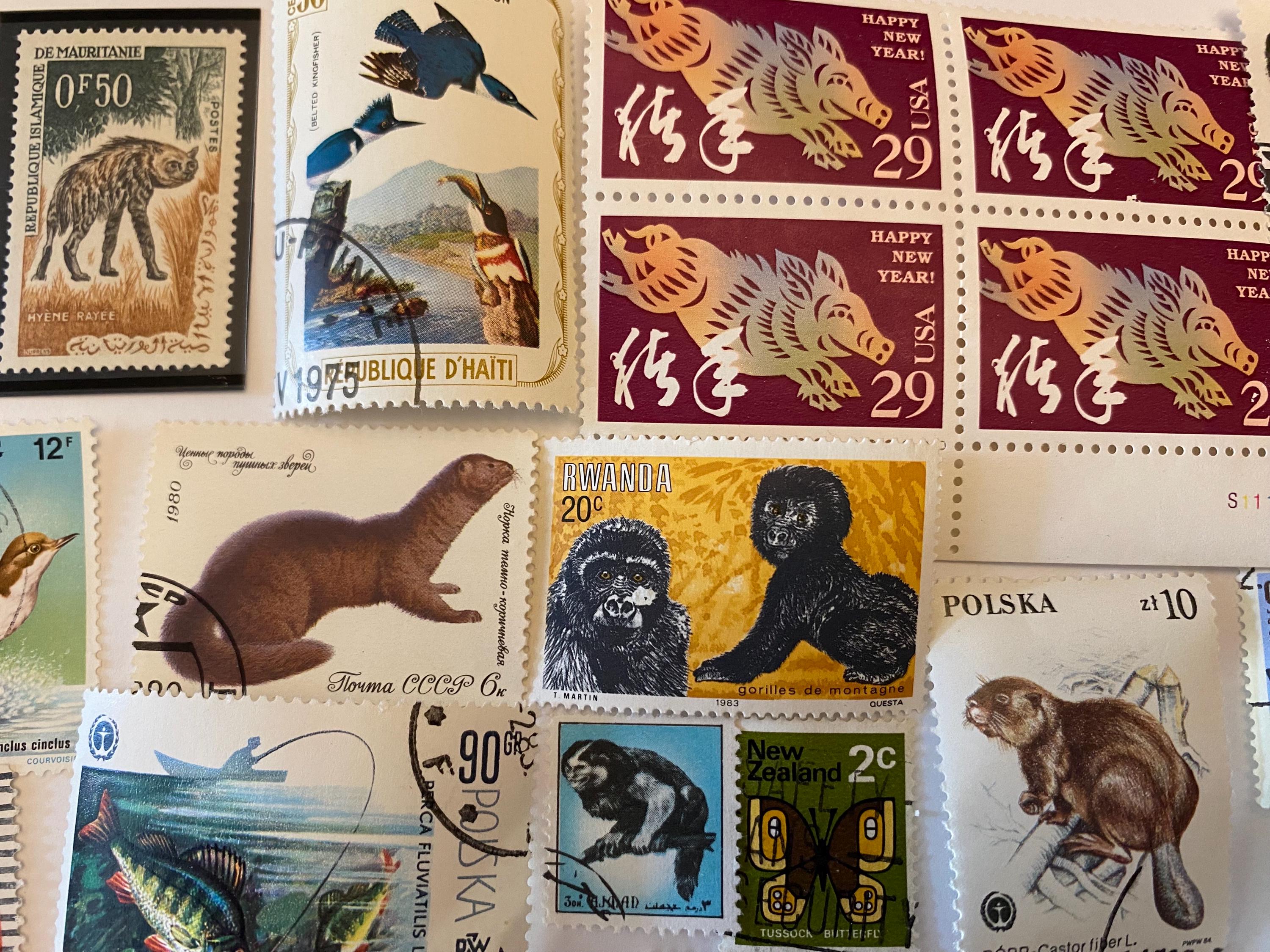 Animals Birds Fish Lot of 25 Vintage International Postage Stamps ...