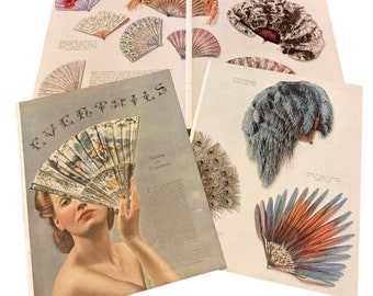 FANS 1930s French Magazine Pages Fans Tradition of Coquetry