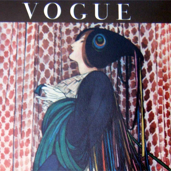 VOGUE Magazine Cover Poster Print Illustrated by George Plank April 15, 1915 Peacock Lady Vogue Poster Book