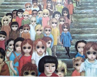 Tomorrow Forever Margaret Keane The Masterwork Big Eye Girl Lithograph Print 1963 Large Folded Children of All Nations