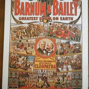 Vintage Circus Poster - Barnum & Bailey Grestest Show on Earth Vintage Poster Size Book Page