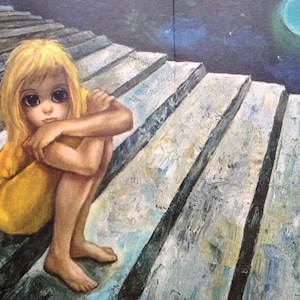 Alone Margaret Keane Big Eye Girl Lithograph Print 1963 Large