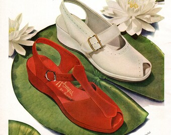 1940's Shoe Advertsment Color ROMPS Casuals with Floatin Comfort Sandals/Shoes Bloom-ease Minneapolis FREE SHIPPING