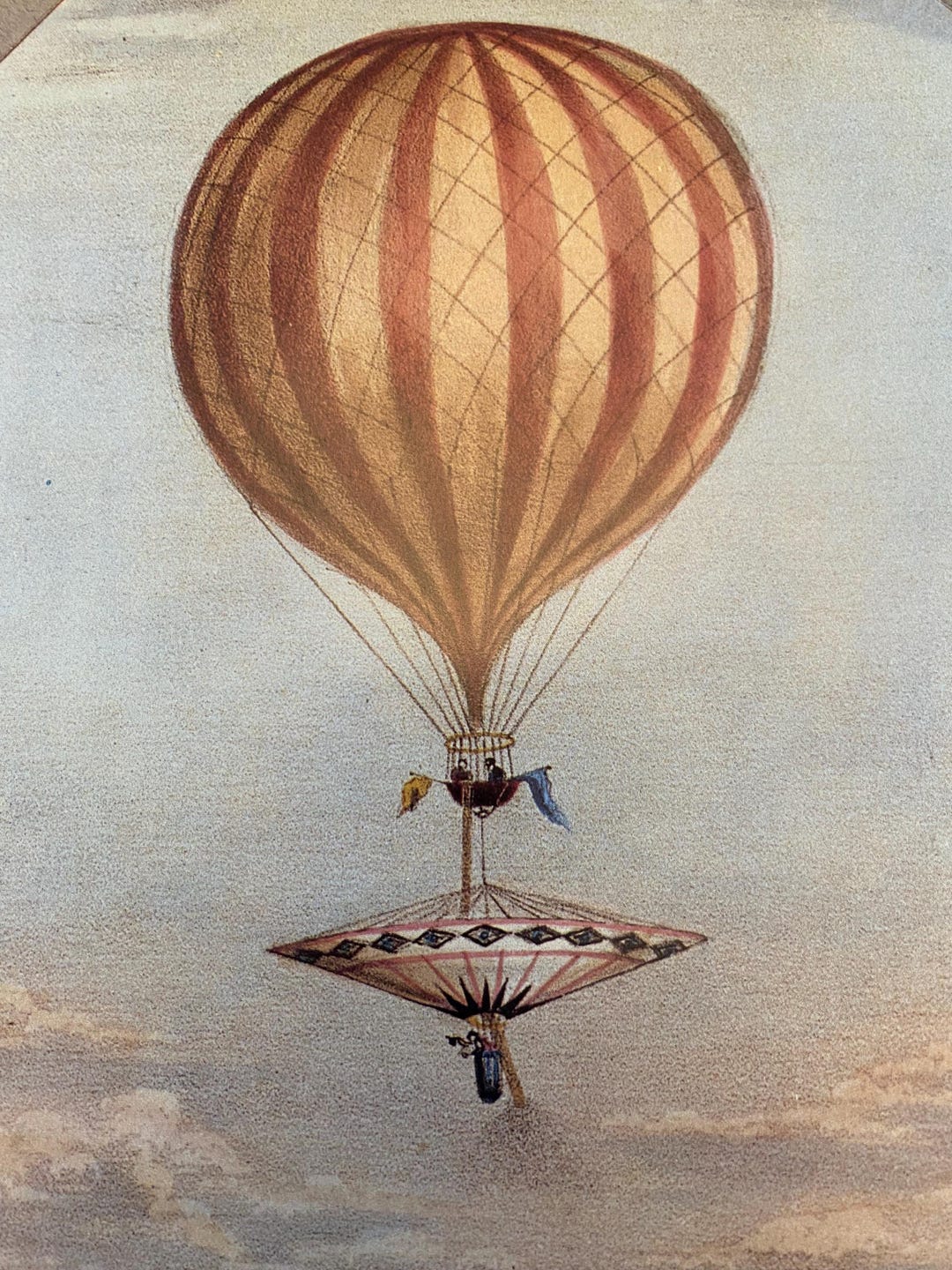 Hot Air Balloon French Poster Vintage Book Print the Ascent of Royal ...