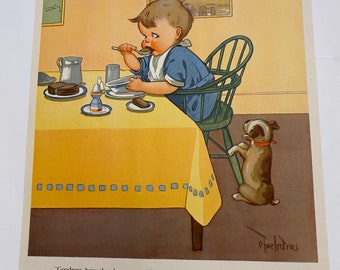 Eat Your Breakfast Vintage Child Health  Poster Illustrated by C Twelvetrees 1950s