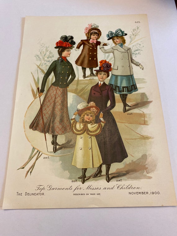 1900 Victorian Fashion Plate: Childrens Autumn Coats and Jackets