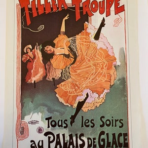 Vintage Dance Poster Print from 1970s Tiller Troupe Paris Dance Group 1900