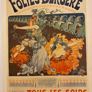 French Poster Print-1900s Portrait of the Folies Bergere 1968 Book Reproduction Print 8-1/2 x 12