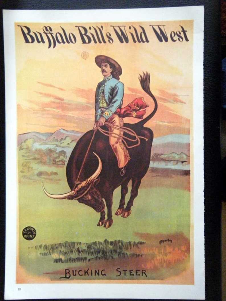 Vintage Buffalo Bill's Wild West Poster, Rough Riders Circus Art - Etsy