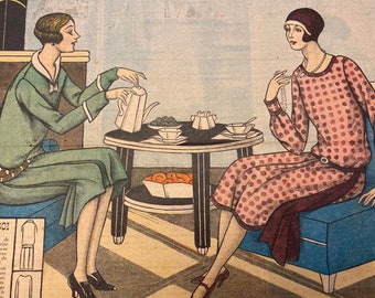 1920s French Fashion Newspaper Magazine Tea or Coffee May 1929 Le Petit Echo de la Mode