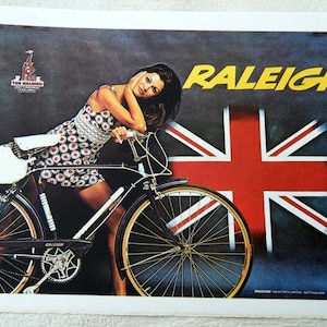 Vintage Bicycle Poster 1960s Raleigh Bicycles Nottingham England Poster Size Book Plate