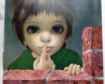 The Whisper - Big Eye Child  - Margaret Keane 1960s Reproduction Lithograph Print - 9-1/2 x 12-1/2