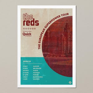 Liverpool FC Champions League themed tour poster print (A4, A3, A2)