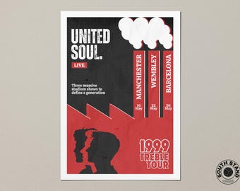 Impresión de la gira musical con temática de los Treble del Manchester United (A4, A3, A2)