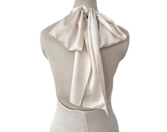 75 % OFF Silk Bow Tie Wedding/Special Occasion Halter Dress - SALE