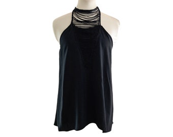 Silk Halter Top - Black / Small and Medium