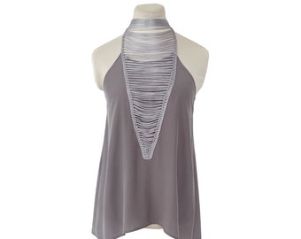 Silk Halter Top - Pewter /Medium