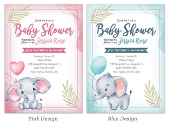 Cute Elephant Baby Shower Invitation