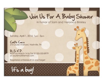 Giraffe Baby Shower PRINTABLE PDF ONLY