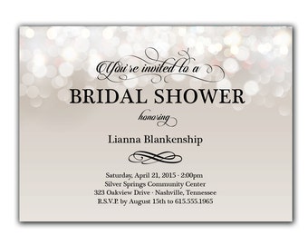 Bokeh Lights Bridal Shower PRINTABLE PDF ONLY