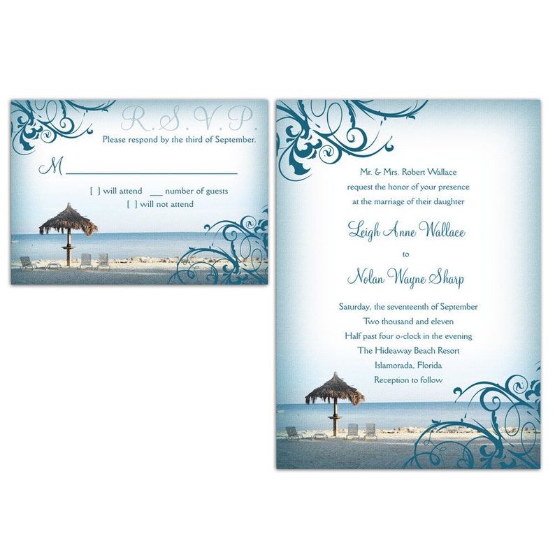 Beach Wedding Invitations and RSVP cards Etsy