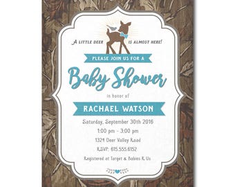Baby Deer & Camo Baby Shower Invitation PRINTABLE PDF ONLY