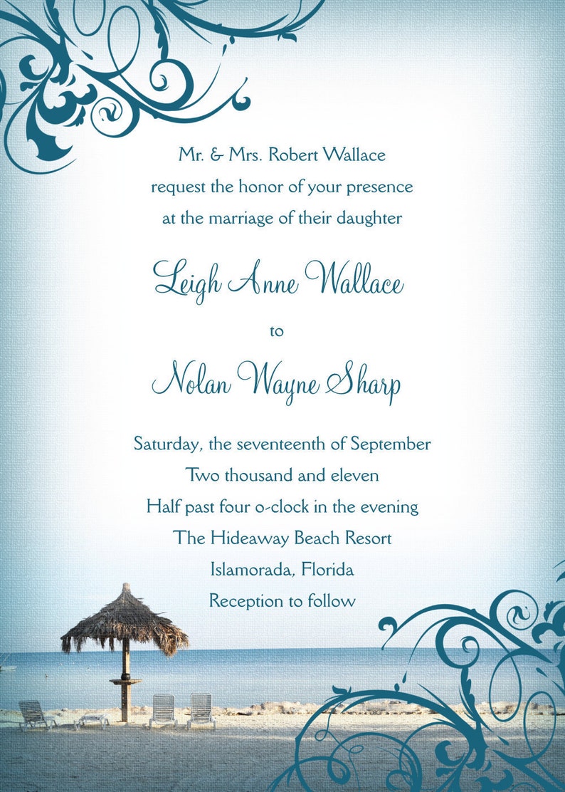 Beach Wedding Invitations and RSVP cards Etsy