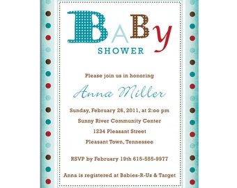 Baby Alphabet Shower Invitations PRINTABLE PDF ONLY
