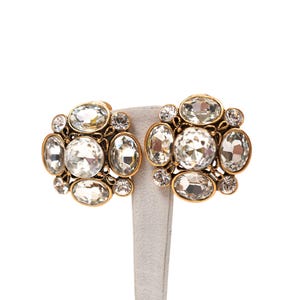 Oscar de la Renta Gold Bejeweled Clip-on Earrings