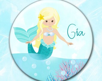 Personalized Pocket Mirror, Mermaid, Young Girl Gift, Party Favor