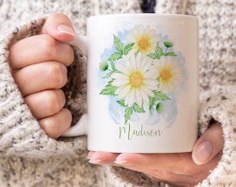 Daisy Flowers, Personalized Coffee Mug, Summer Daisies, Gift for Her, Daisy Bouquet, Pretty Flowers, Personalized Gift