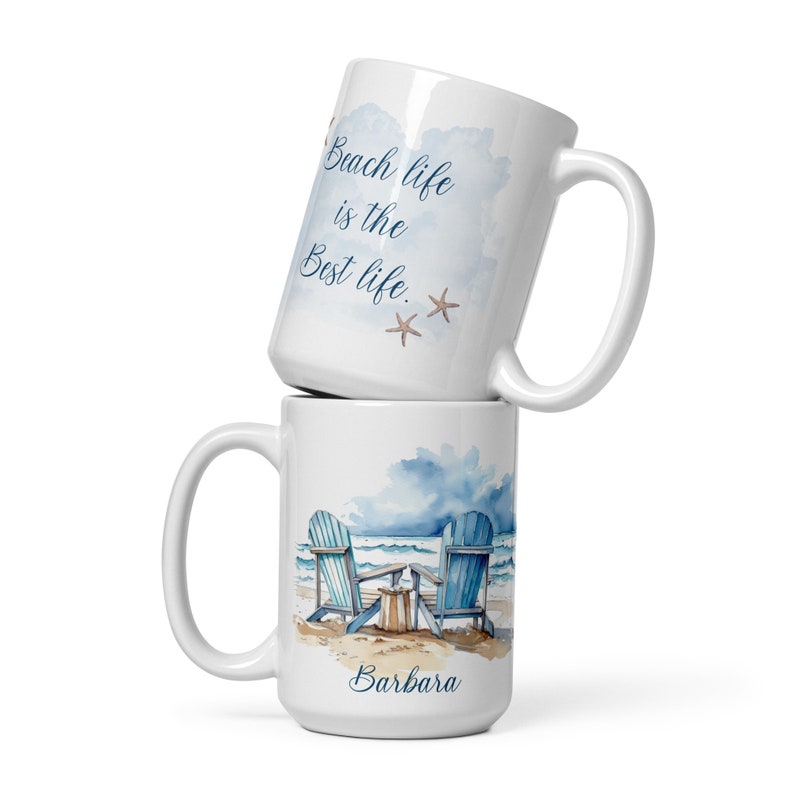 Custom Beach Mug, Personalized Coffee Mug, Beach House Decor, Beach Life is Best, Custon Name Cup,