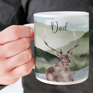 Custom Mug for Him, Personalized Coffee Mug, Deer, Wildlife, Nature Scene, Gift for Dad, Gift for Him, Outdoorsman