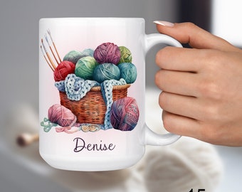 Tasse à café tricotée, tasse au crochet, tasse à fil, cadeaux personnalisés pour les tricoteuses, amateur de tricot, cadeau personnalisé pour les amateurs de crochet