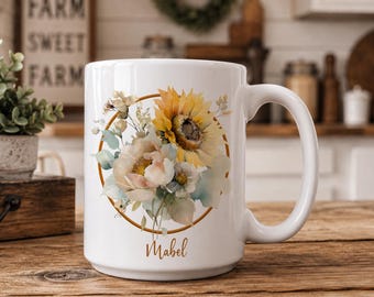 Sunflower Mug, Personalized Sunflower Lover Gift, Summer Flowers, Sunflower Coffee Mug, Autumn Colors