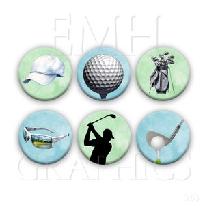 Golf Magnets, Gift for Golfer, 1.5&quot;Set of Six, Fridge Magnets, Father&#39;s Day Gift, Locker Magnets, Refrigerator Art, Dad Gift, Golfer Present