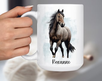 Personalized Horse Mug, Custom Gift for Horse Lover, Custom Ceramic Coffee Cup, Personalized Equestrian Gift